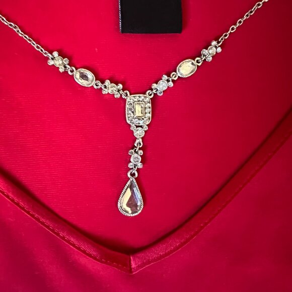 Moda International Red Long Sleeve Top with Rhinestone Necklace Detail – Size XS - Picture 3 of 5